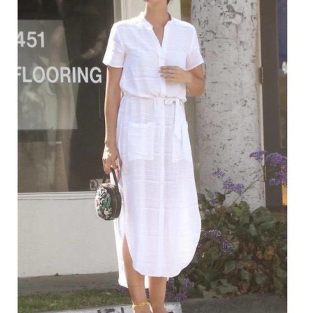 Reformation White Ghana Midi Button Up Dress Size L